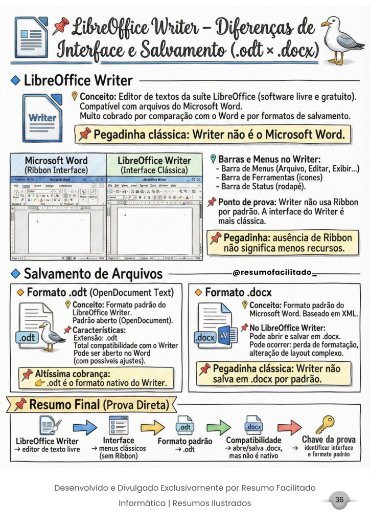 Writer Diferenças de Interface e Salvamento